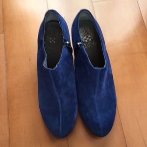 Blue suede booties